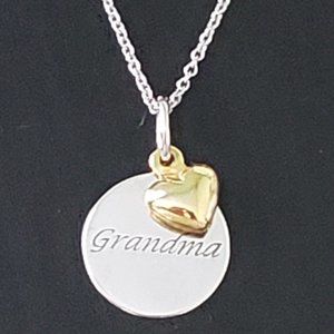MIDAS Grandma 14K 925 Silver Neckace w/Heart NWT